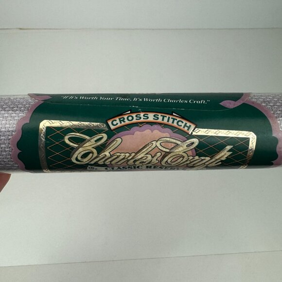 1 Vtg Cross Stitch Charles Craft Fiddlers Cloth 14 Count 15x18in Lilac Purple - Picture 8 of 13